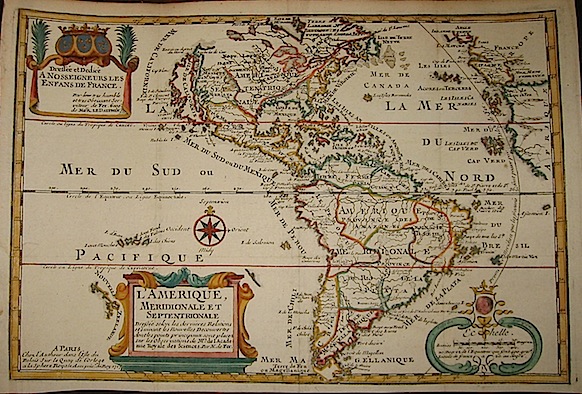 De Fer Nicolas (1646-1720) L'Amerique, Meridionale et Septentrionale... 1717 Parigi 
